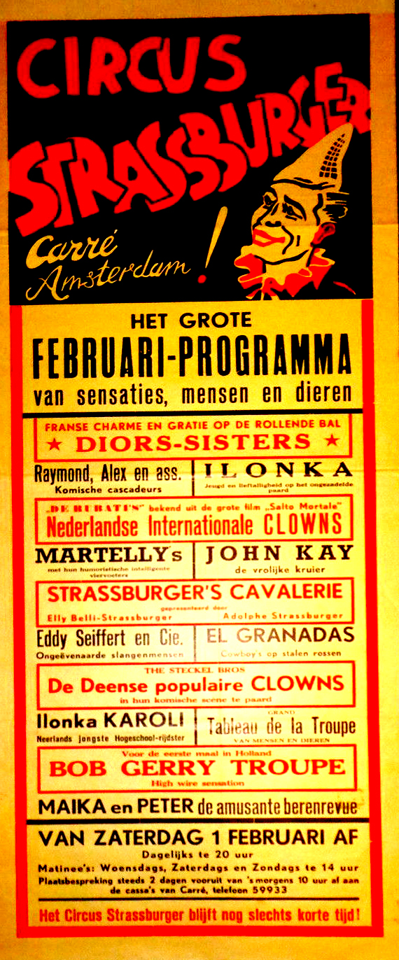 Zirkus-Plakat 1958 (original) "Circus Strassburger" 85 x 33cm